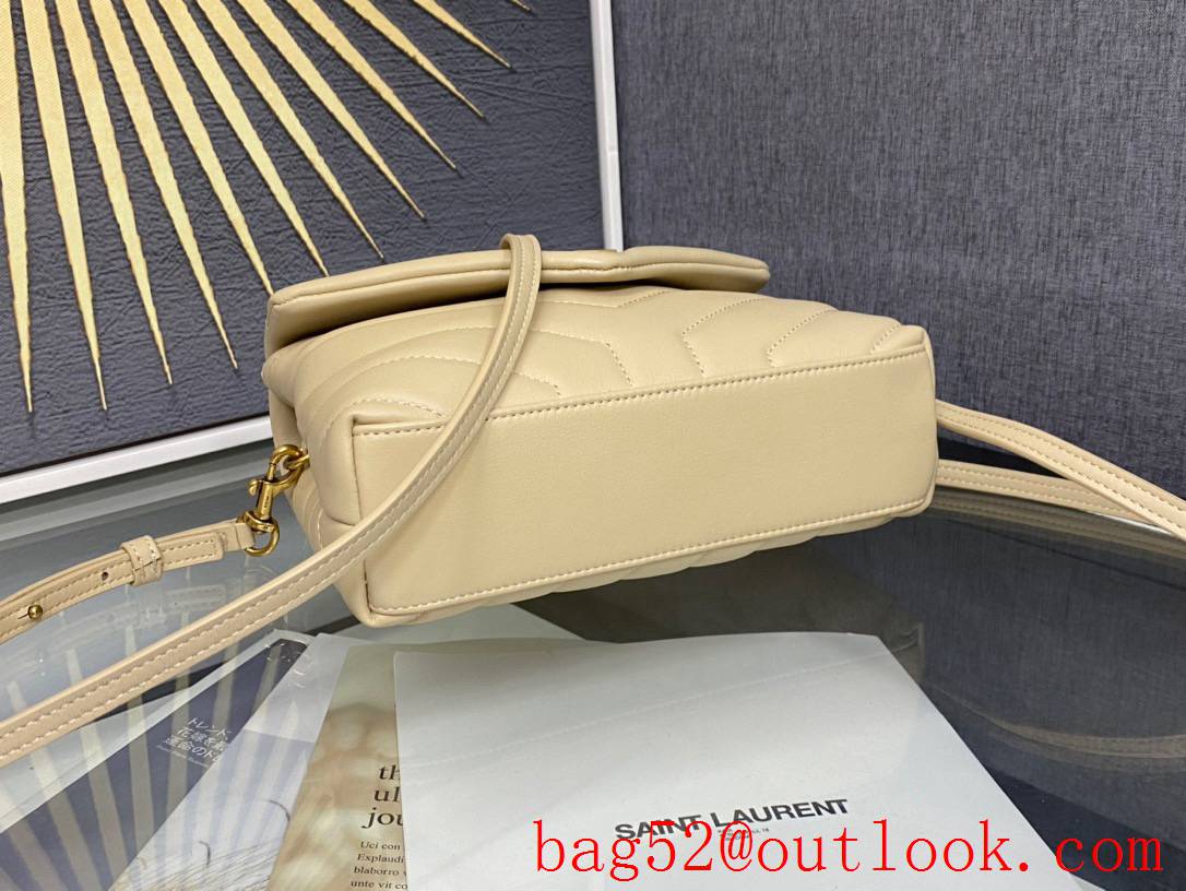 Saint Laurent YSL Calfskin Leather Loulou Toy Bag Handbag Beige 467072