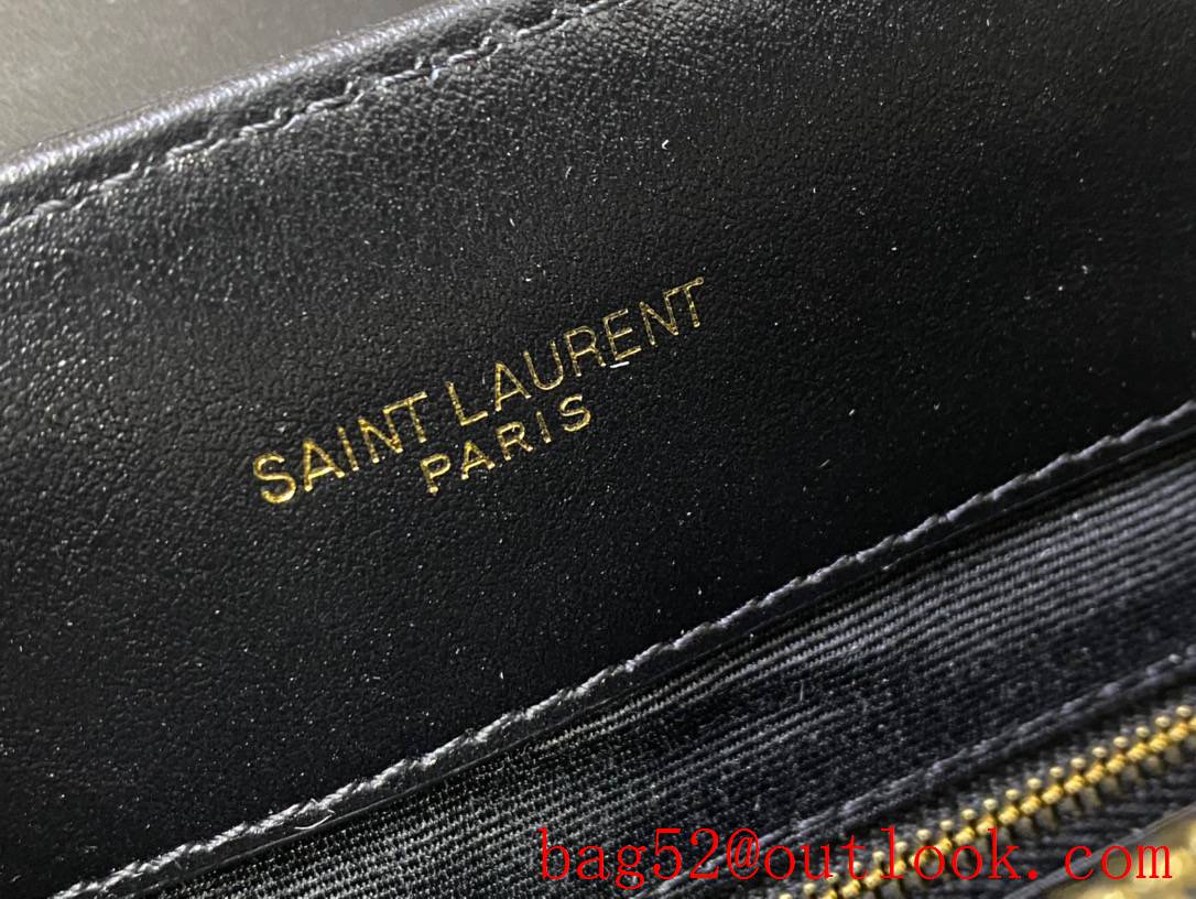 Saint Laurent YSL Calfskin Leather Large Loulou Shoulder Bag Black Gold 459749