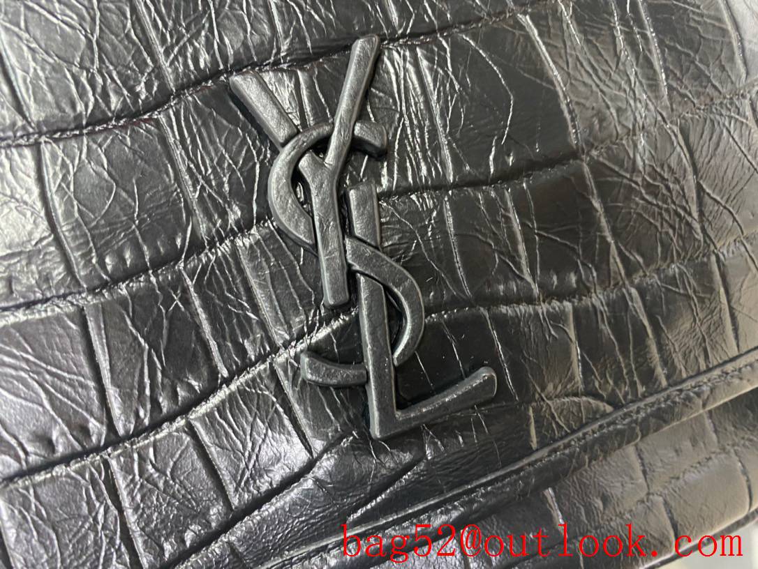 Saint Laurent YSL Calfskin Niki Baby Shoulder Bag Handbag Black Crocodile 533037