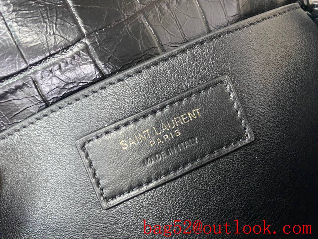 Saint Laurent YSL Calfskin Niki Baby Shoulder Bag Handbag Black Crocodile 533037