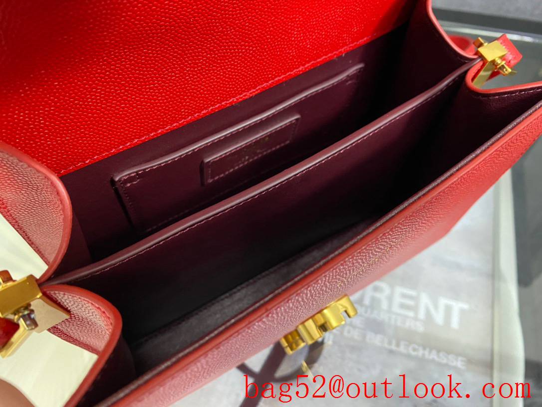 Saint Laurent YSL Calfskin Leather Cassandra Mini Top Handle Bag Red 602716