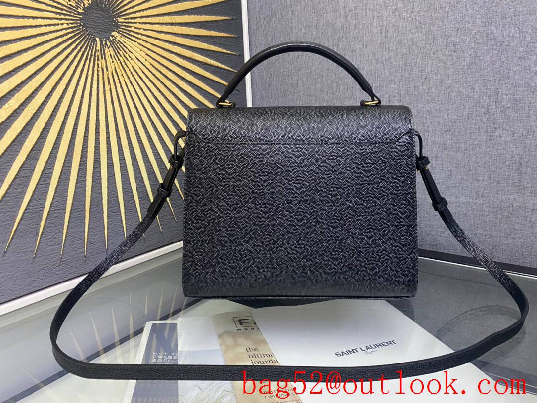 Saint Laurent YSL Grained Leather Cassandra Medium Top Handle Bag Black 578000