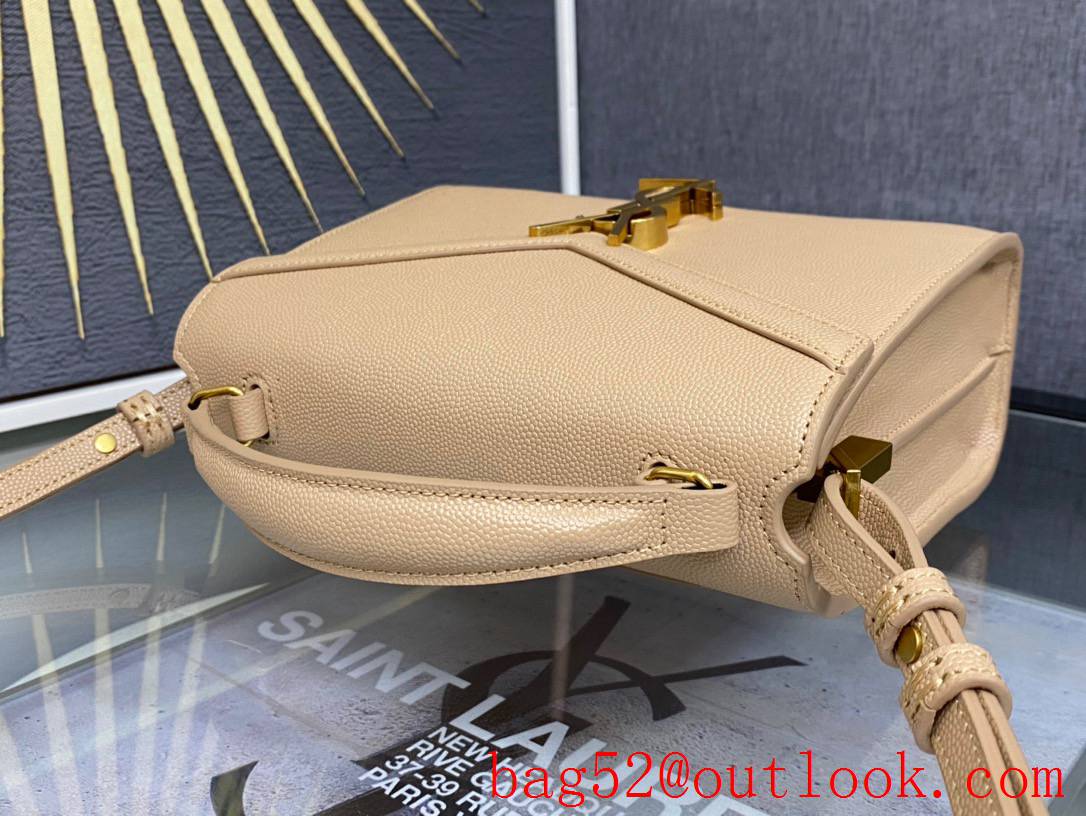 Saint Laurent YSL Calfskin Leather Cassandra Mini Top Handle Bag Nude 602716