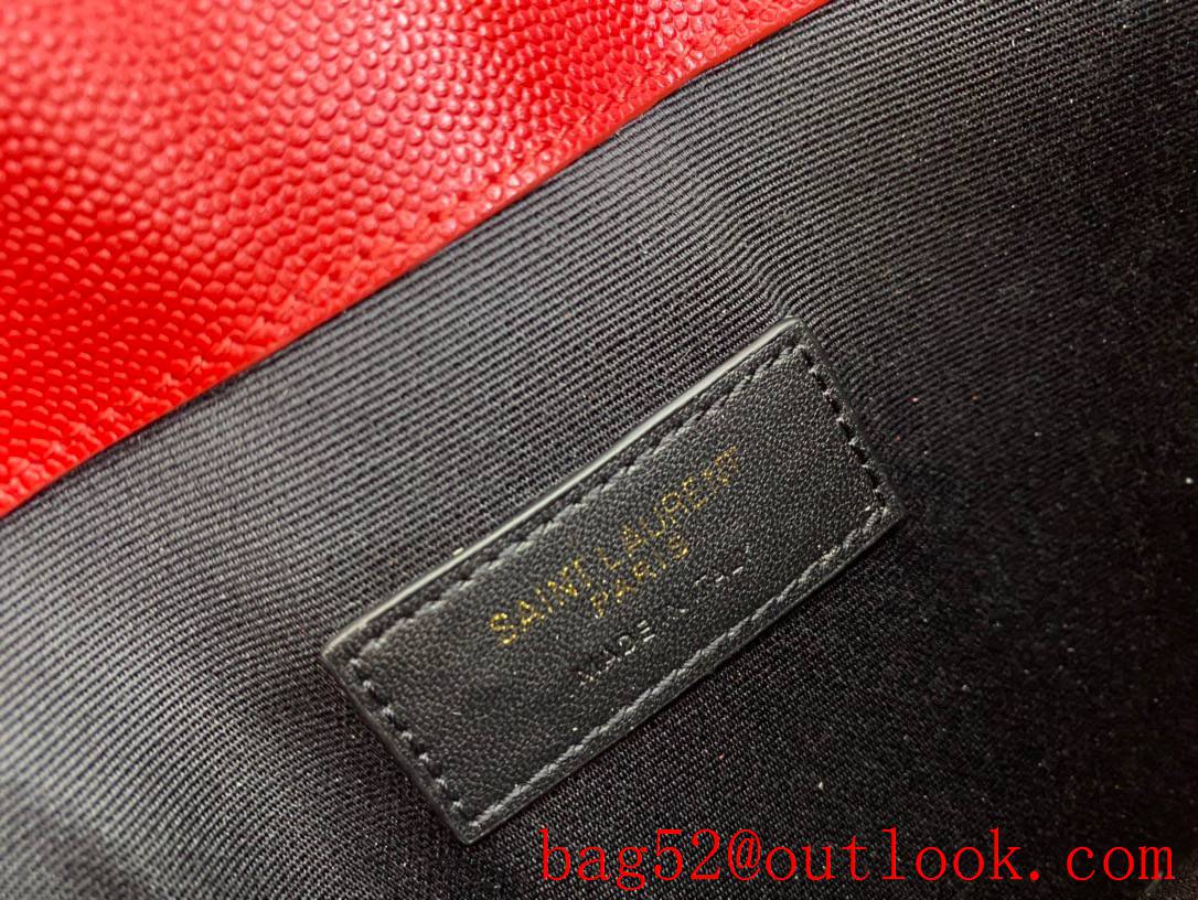 Saint Laurent YSL Uptown Pouch Clutch Bag in Grained Leather Red 565739