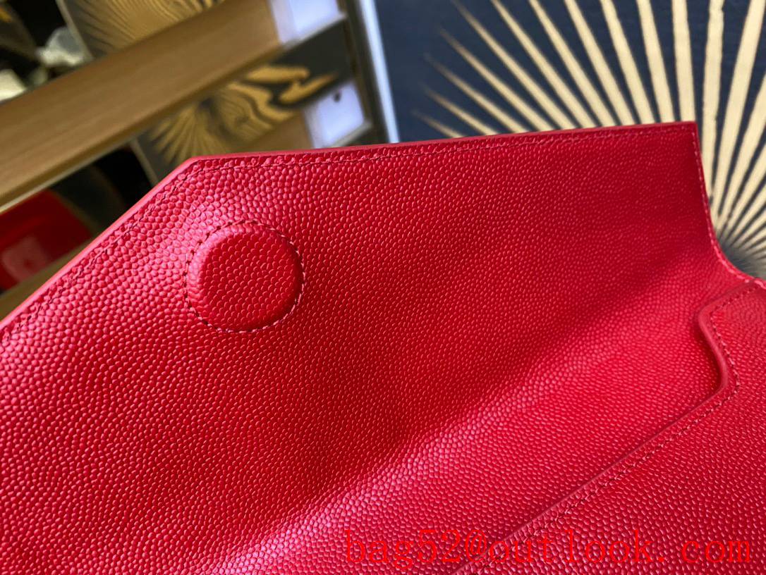 Saint Laurent YSL Uptown Pouch Clutch Bag in Grained Leather Red 565739