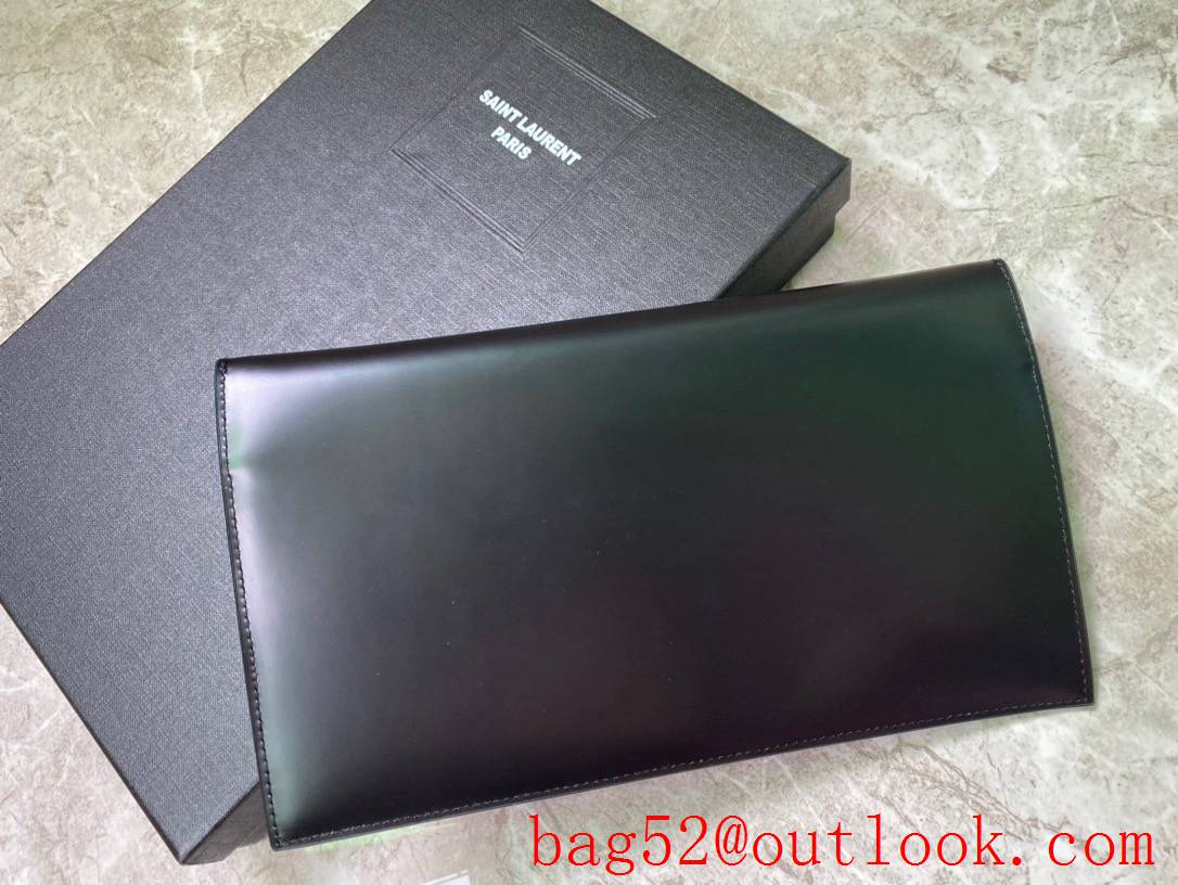 Saint Laurent YSL Uptown Pouch Clutch Bag in Smooth Leather Black 565739