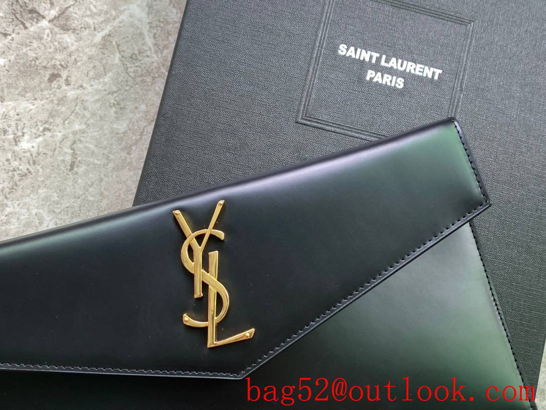 Saint Laurent YSL Uptown Pouch Clutch Bag in Smooth Leather Black 565739