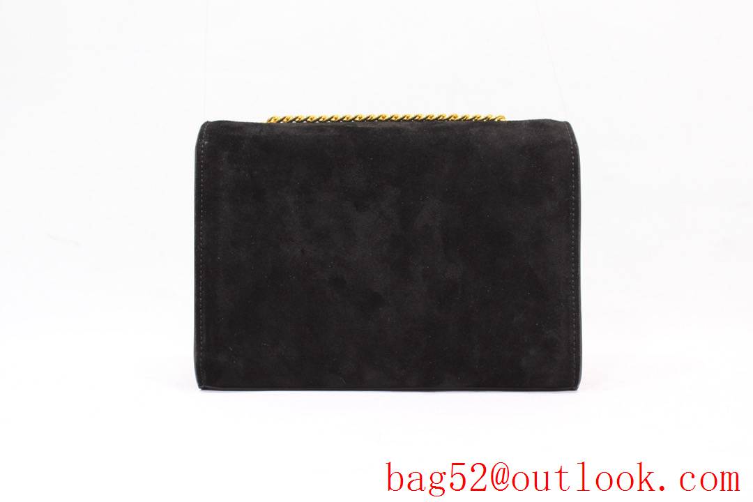 Saint Laurent YSL Suede Leather Kate 20cm Chain Bag with Tassel Black 377628