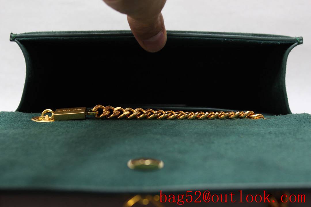 Saint Laurent YSL Suede Leather Kate 20cm Chain Bag with Tassel Green 377628