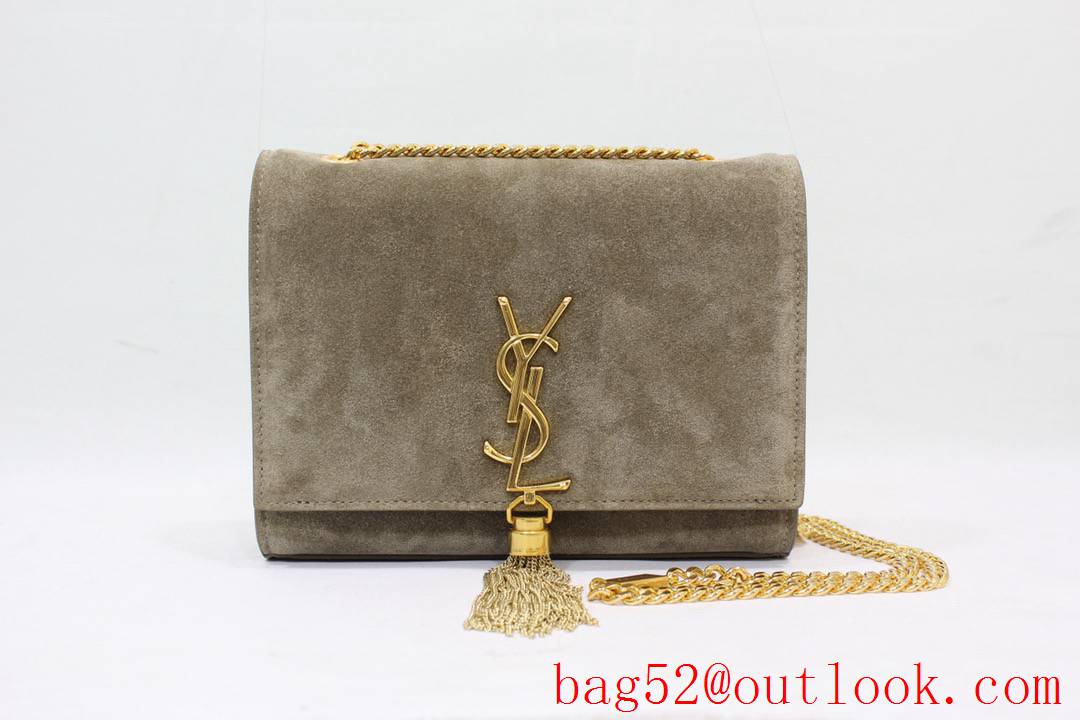 Saint Laurent YSL Suede Leather Kate 20cm Chain Bag with Tassel Tan 377628