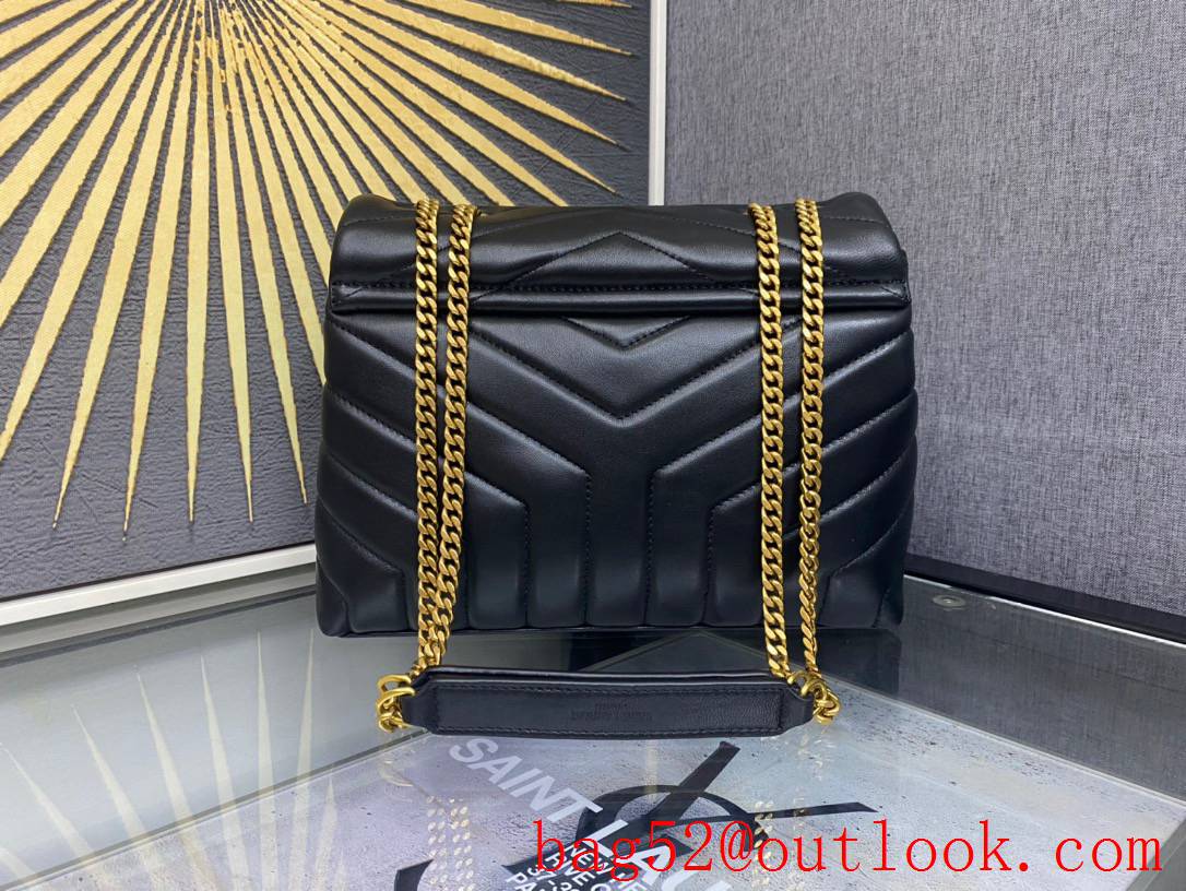 Saint Laurent YSL Lambskin Loulou Small Shoulder Bag with Chain Black Gold 494699