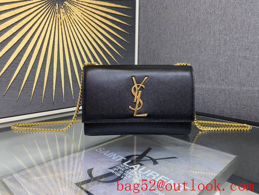 Saint Laurent YSL Kate 20cm Small Chain Bag in Grained Leather Black Gold 469390