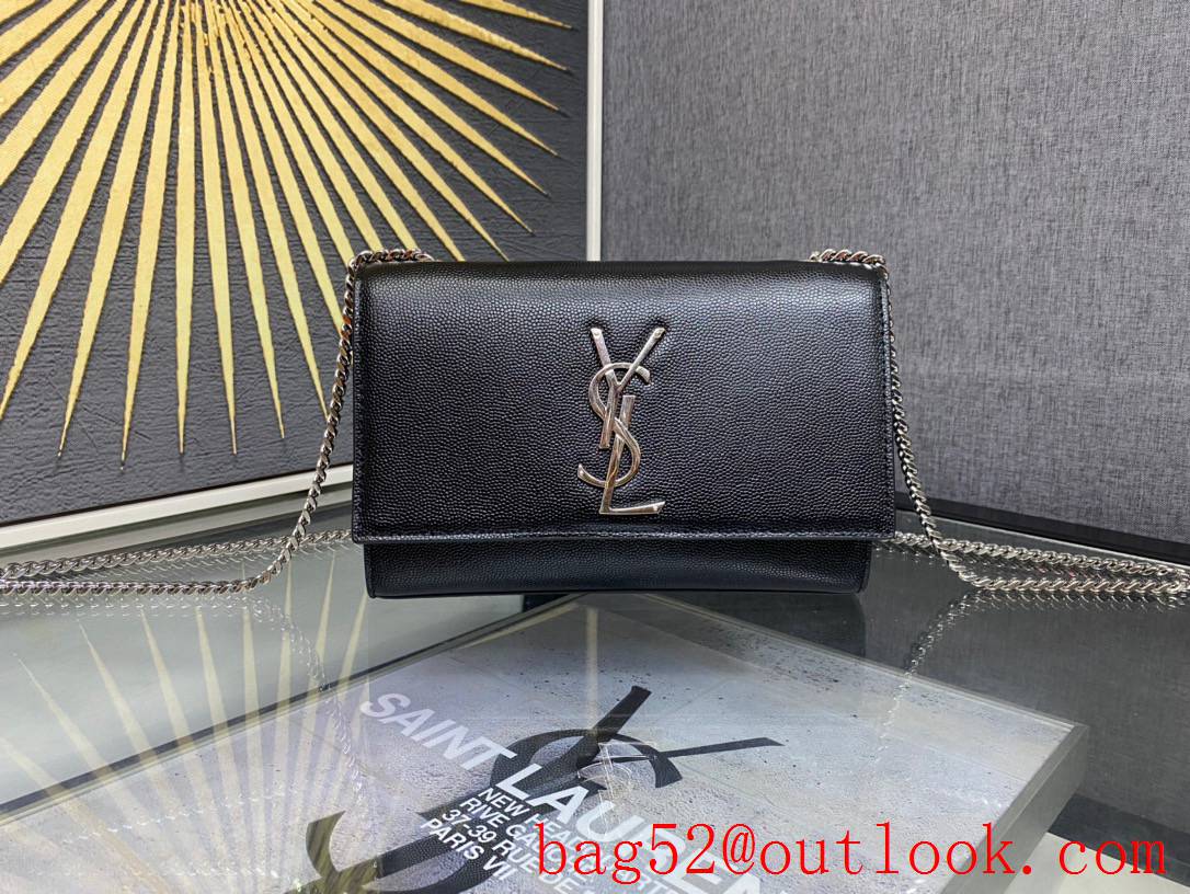 Saint Laurent YSL Kate 20cm Small Chain Bag in Grained Leather Black Silver 469390