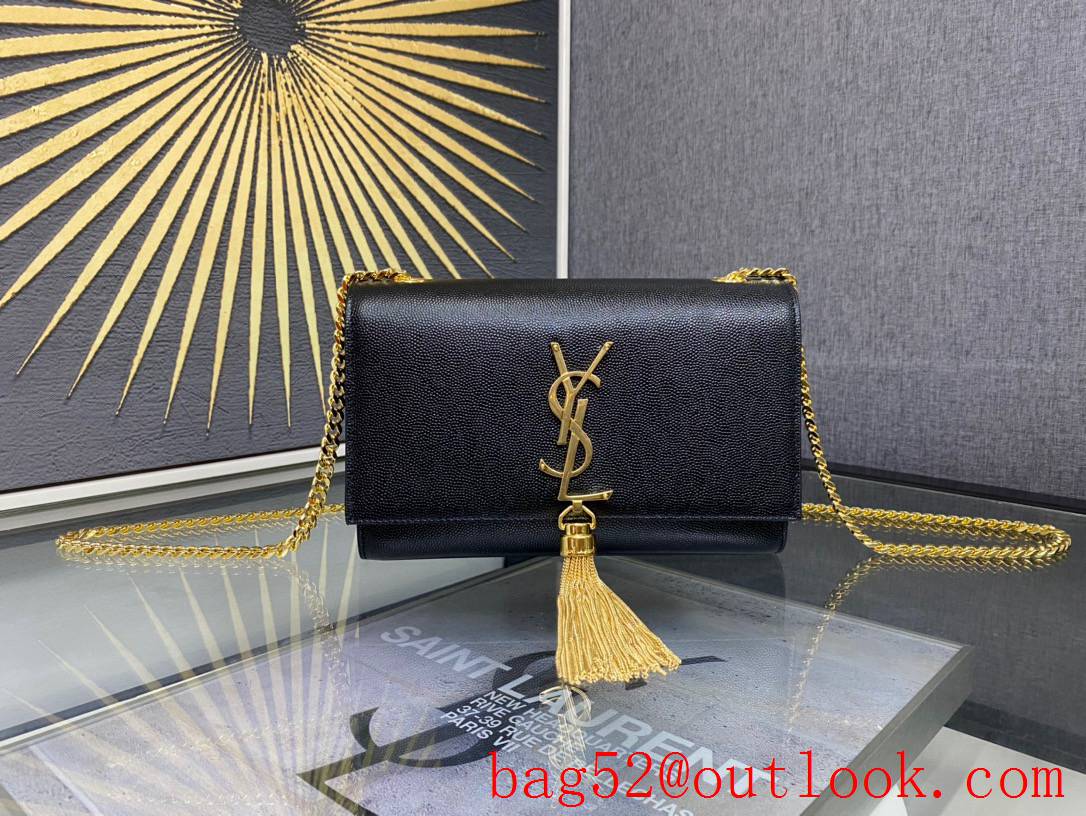 Saint Laurent YSL Kate Small Chain Bag with Tassel Grained Leather Gold 474366