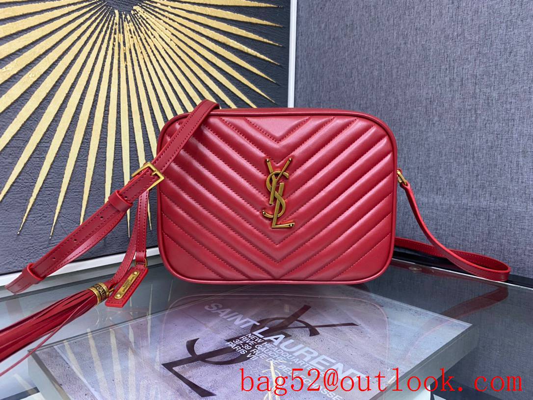 Saint Laurent YSL LOU Camera Bag Handbag in Calfskin Leather Red 520534