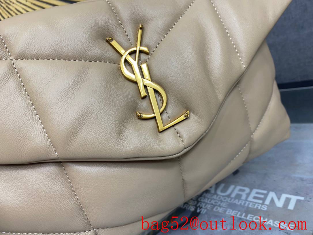 Saint Laurent YSL Puffer Small Bag Handbag in Quilted Lambskin Apricot 577476
