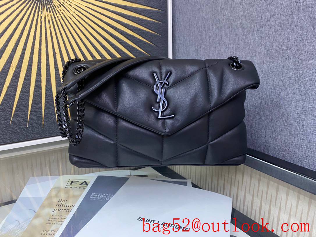 Saint Laurent YSL Puffer Small Bag Handbag in Quilted Lambskin Black 577476