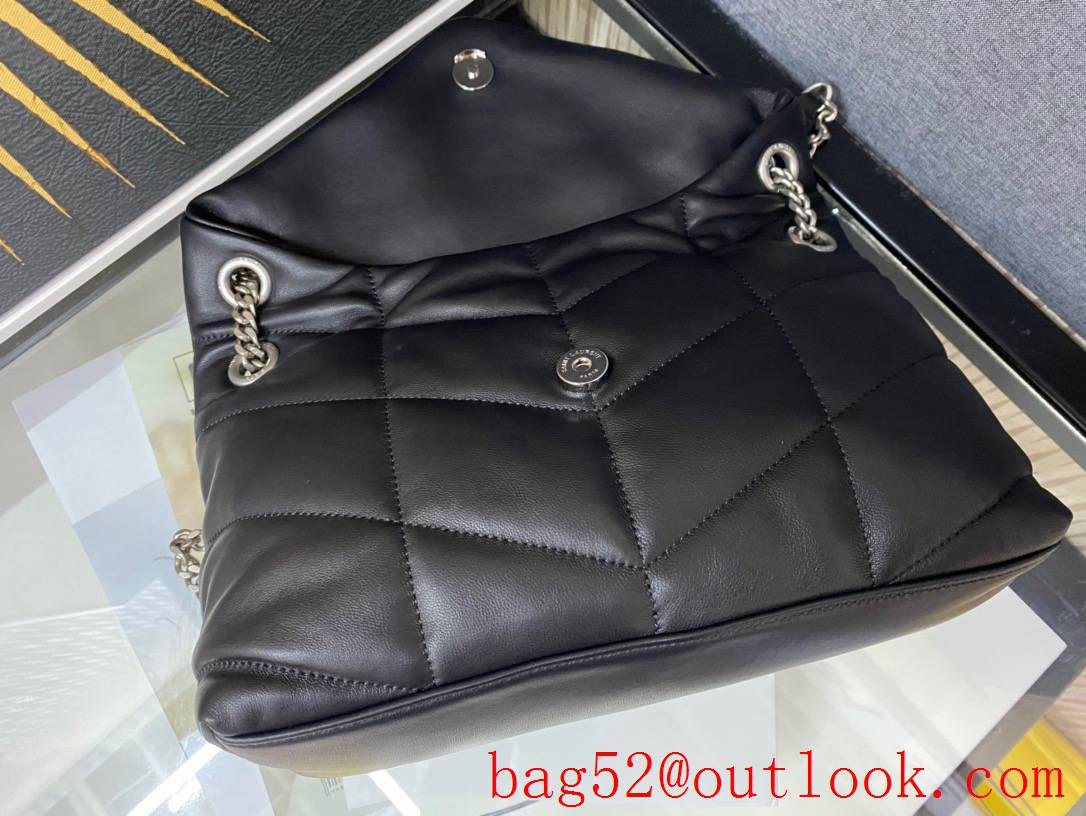 Saint Laurent YSL Puffer Small Bag Handbag in Quilted Lambskin Black Silver 577476