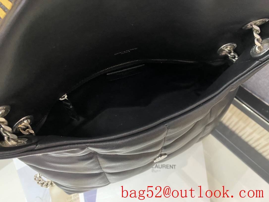 Saint Laurent YSL Puffer Small Bag Handbag in Quilted Lambskin Black Silver 577476