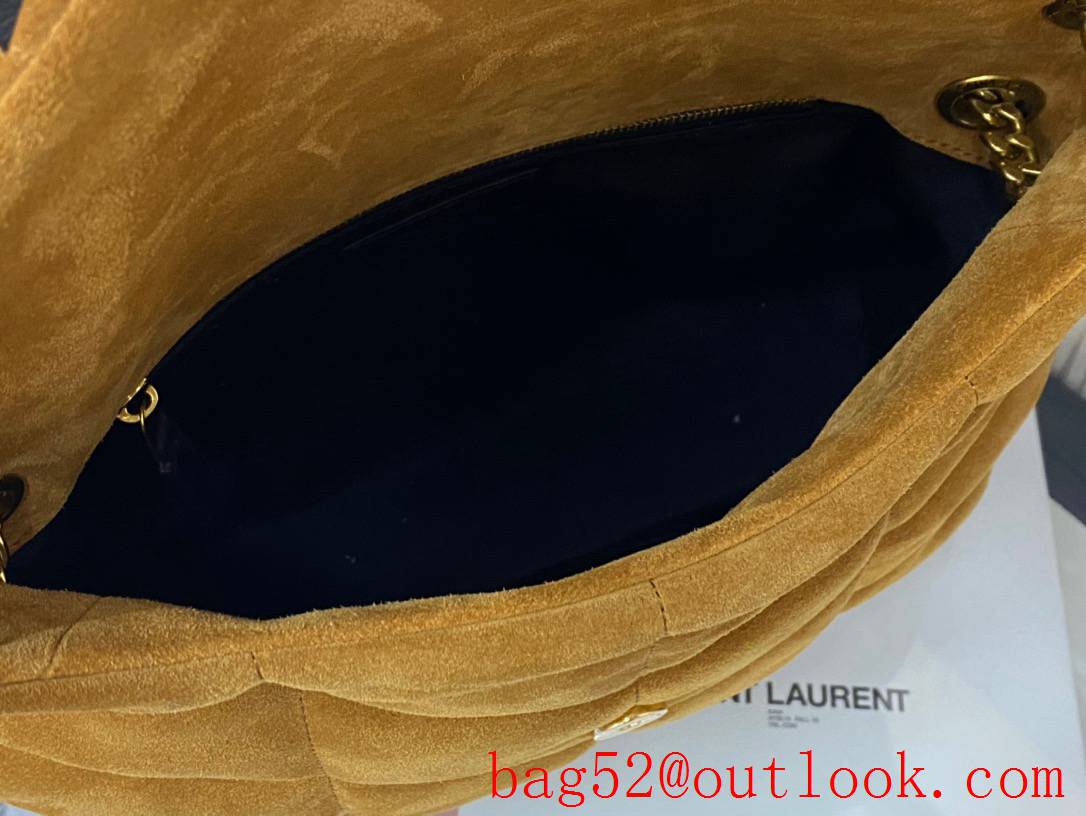 Saint Laurent YSL Puffer Small Bag Handbag in Suede Leather Tan 577476