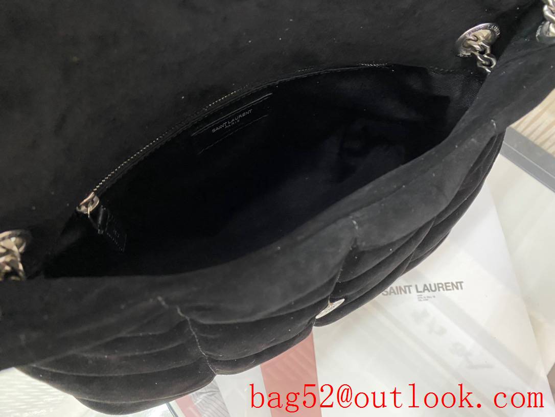 Saint Laurent YSL Puffer Small Bag Handbag in Suede Leather Black 577476