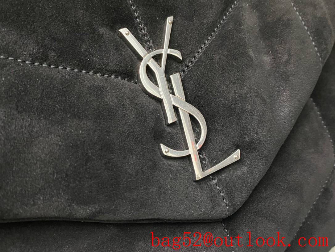 Saint Laurent YSL Puffer Medium Bag Handbag in Suede Leather Black 577475