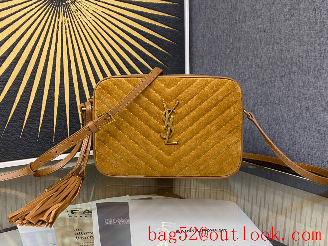 Saint Laurent YSL Lou Camera Bag Handbag in Suede Leather Brown 520534