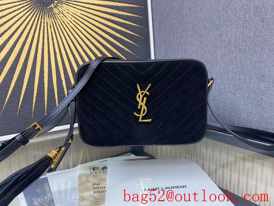 Saint Laurent YSL Lou Camera Bag Handbag in Suede Leather Black 520534