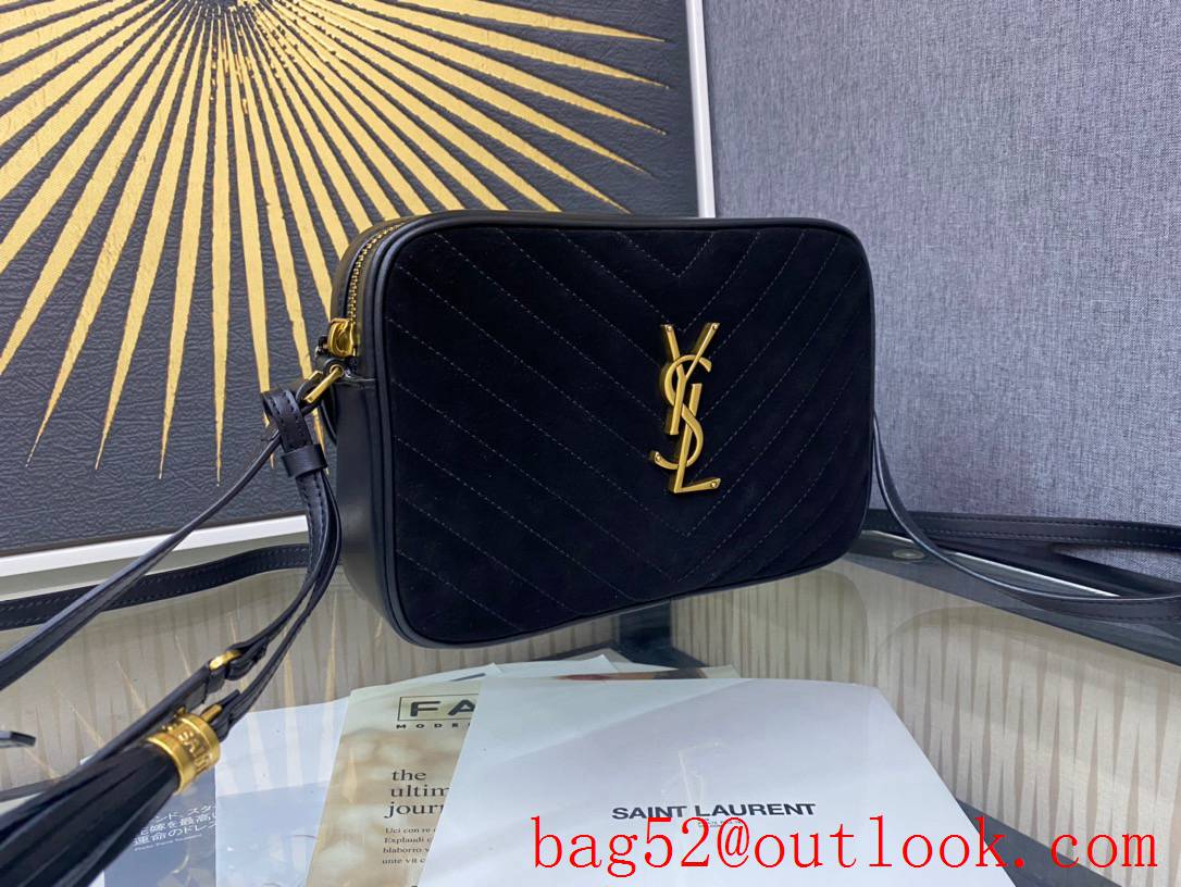 Saint Laurent YSL Lou Camera Bag Handbag in Suede Leather Black 520534