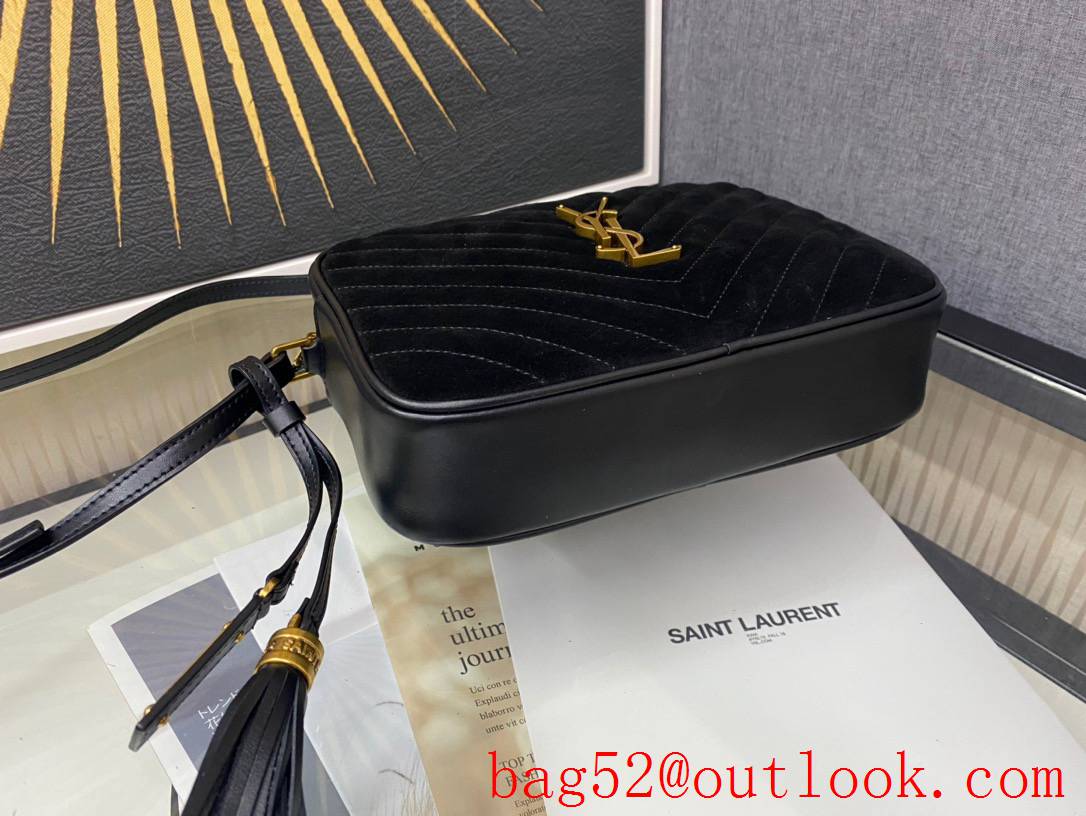 Saint Laurent YSL Lou Camera Bag Handbag in Suede Leather Black 520534