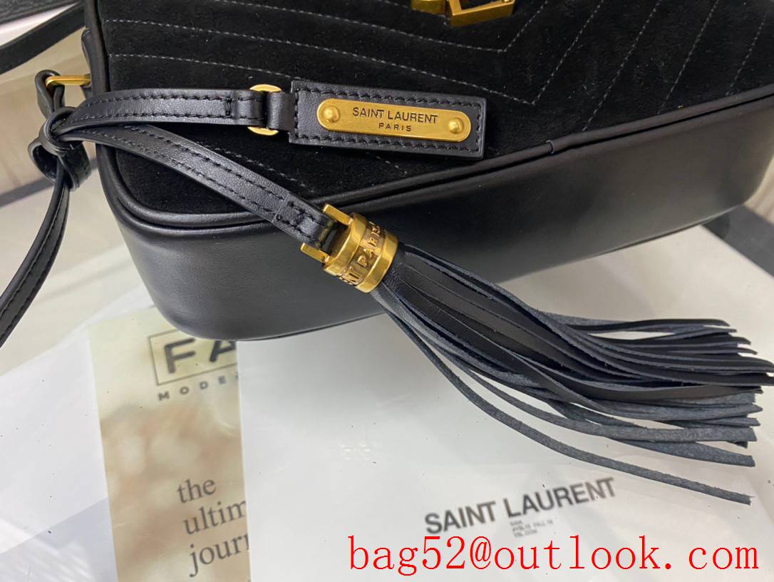 Saint Laurent YSL Lou Camera Bag Handbag in Suede Leather Black 520534