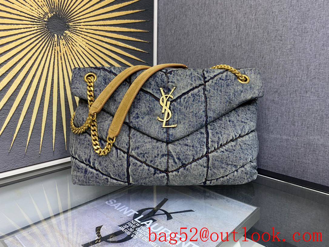 YSL Saint Laurent Puffer Medium Chain Bag Handbag in Denim 577475