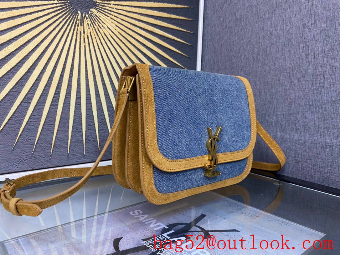 YSL Saint Laurent Solferino Medium Satchel Bag in Suede Leather and Denim 635025