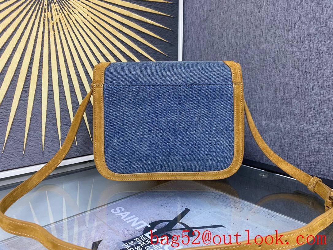 YSL Saint Laurent Solferino Medium Satchel Bag in Suede Leather and Denim 635025