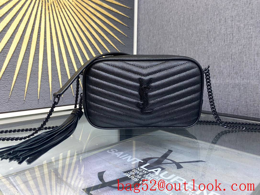 YSL Saint Laurent Lou Mini Camera Bag in Quilted Grain Leather Black 612579
