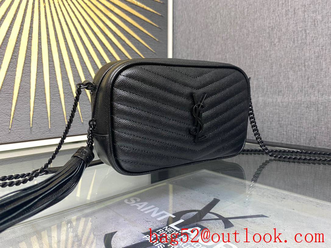 YSL Saint Laurent Lou Mini Camera Bag in Quilted Grain Leather Black 612579