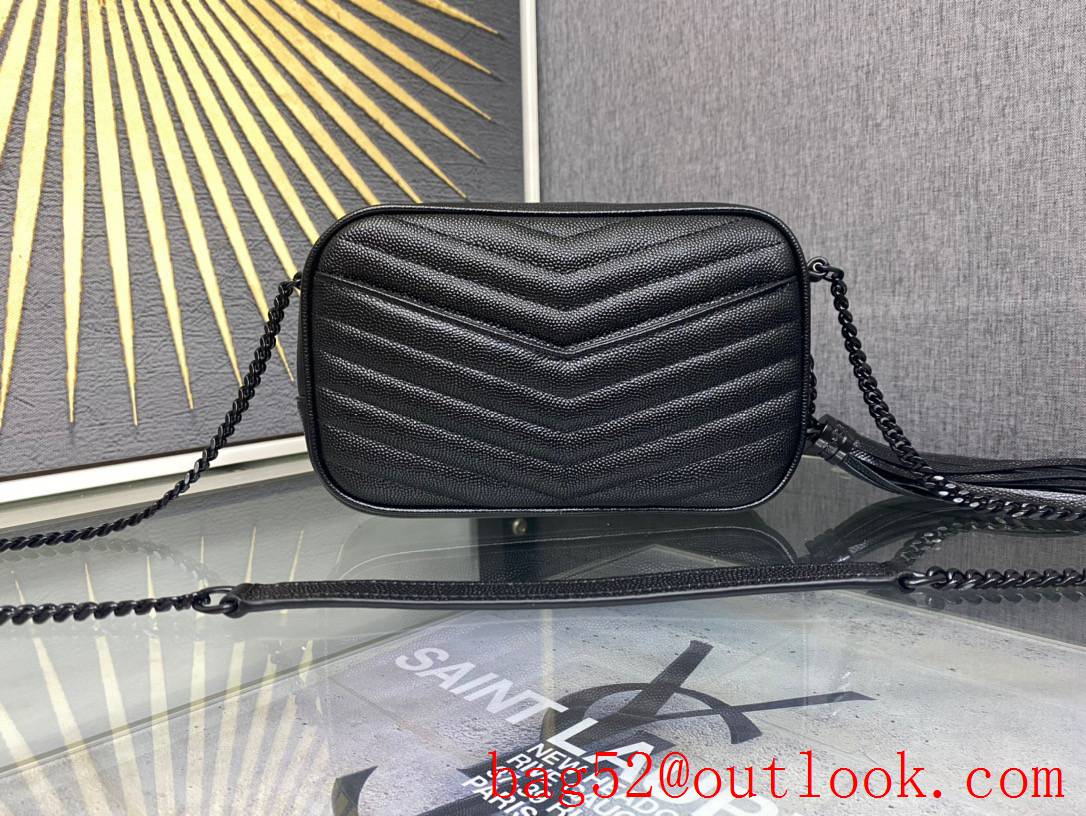 YSL Saint Laurent Lou Mini Camera Bag in Quilted Grain Leather Black 612579