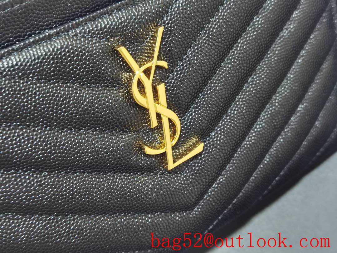 YSL Saint Laurent Monogram Bill Pouch Purse Wallet in Grain Leather Gold 504922