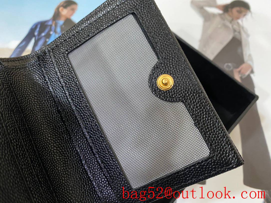 YSL Saint Laurent Monogram Bi-Fold Wallet Purse in Grain Leather Gold 459738
