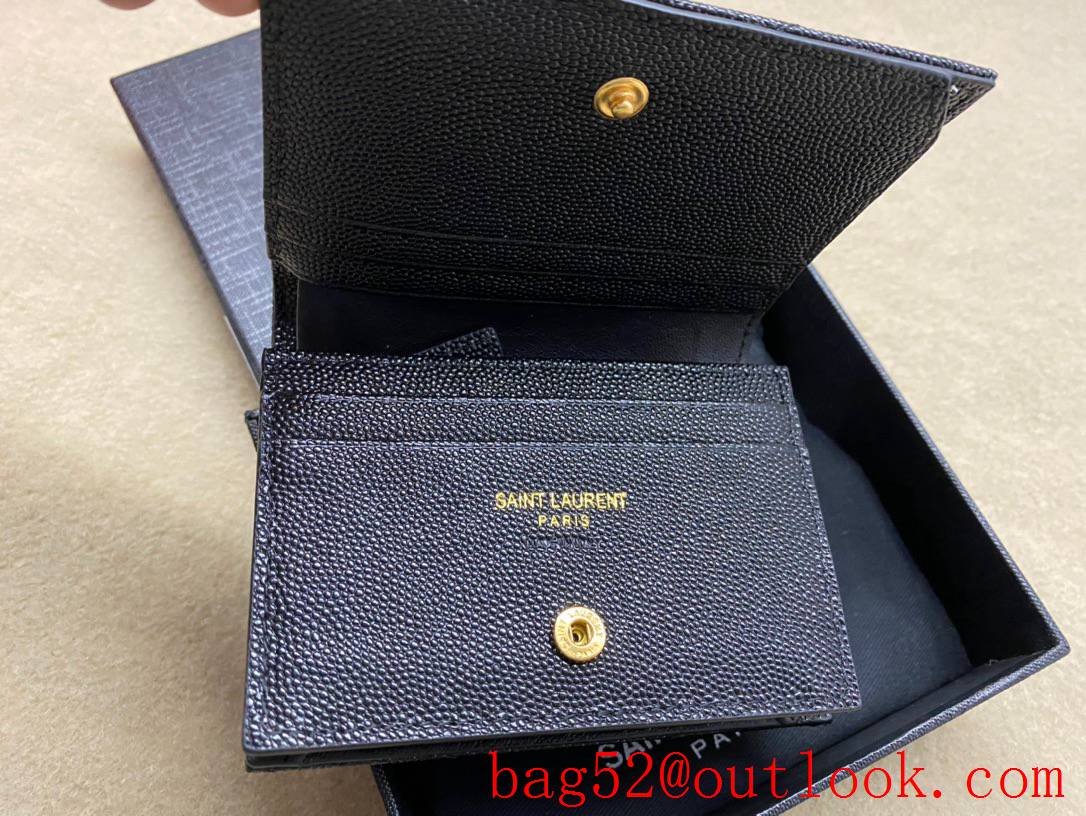 YSL Saint Laurent Monogram Short Wallet Card Case in Grain Leather Gold 459738