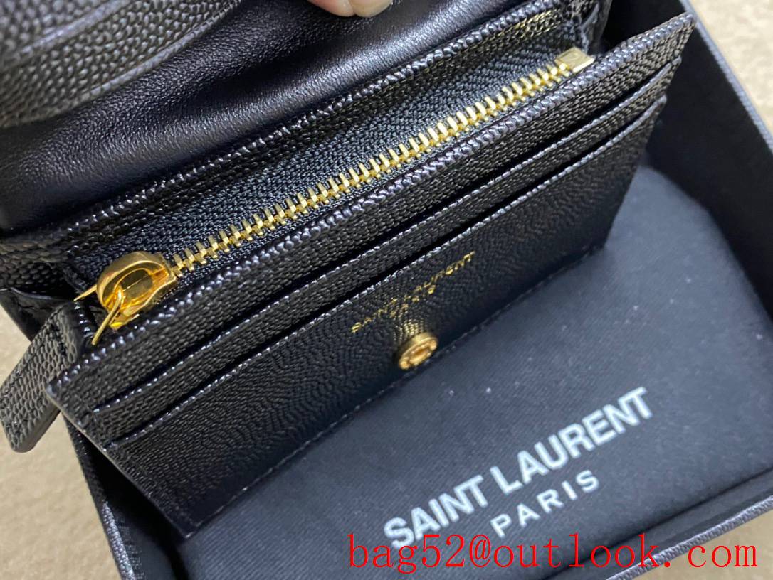 YSL Saint Laurent Monogram Short Wallet Card Case in Grain Leather Gold 459738
