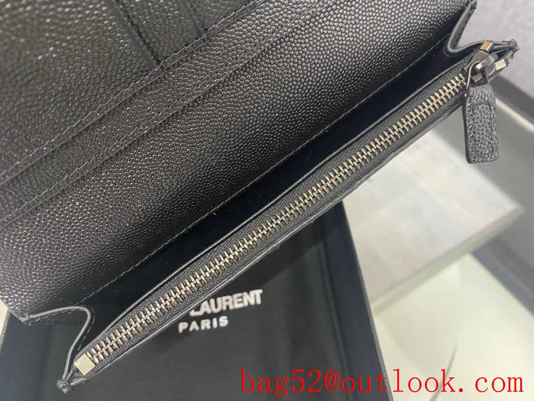 YSL Saint Laurent Monogram Continental Wallet Purse in Grain Leather Black 529981