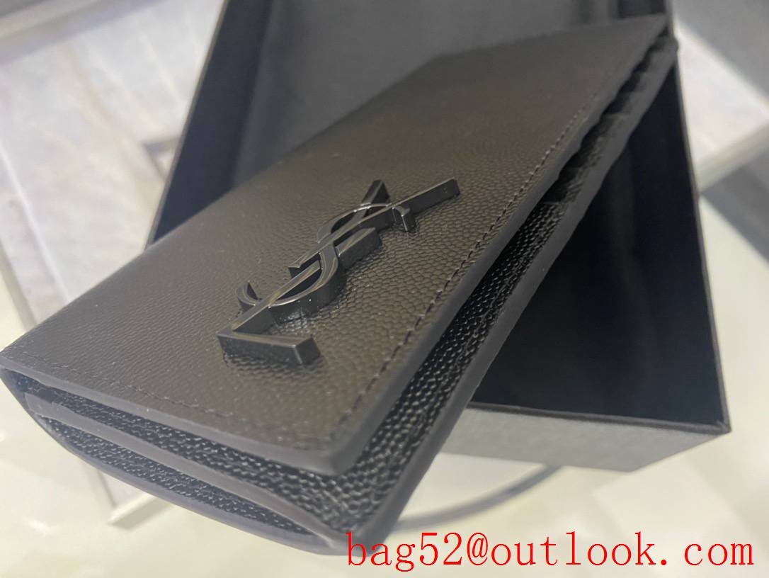 YSL Saint Laurent Monogram Continental Wallet Purse in Grain Leather Black 529981