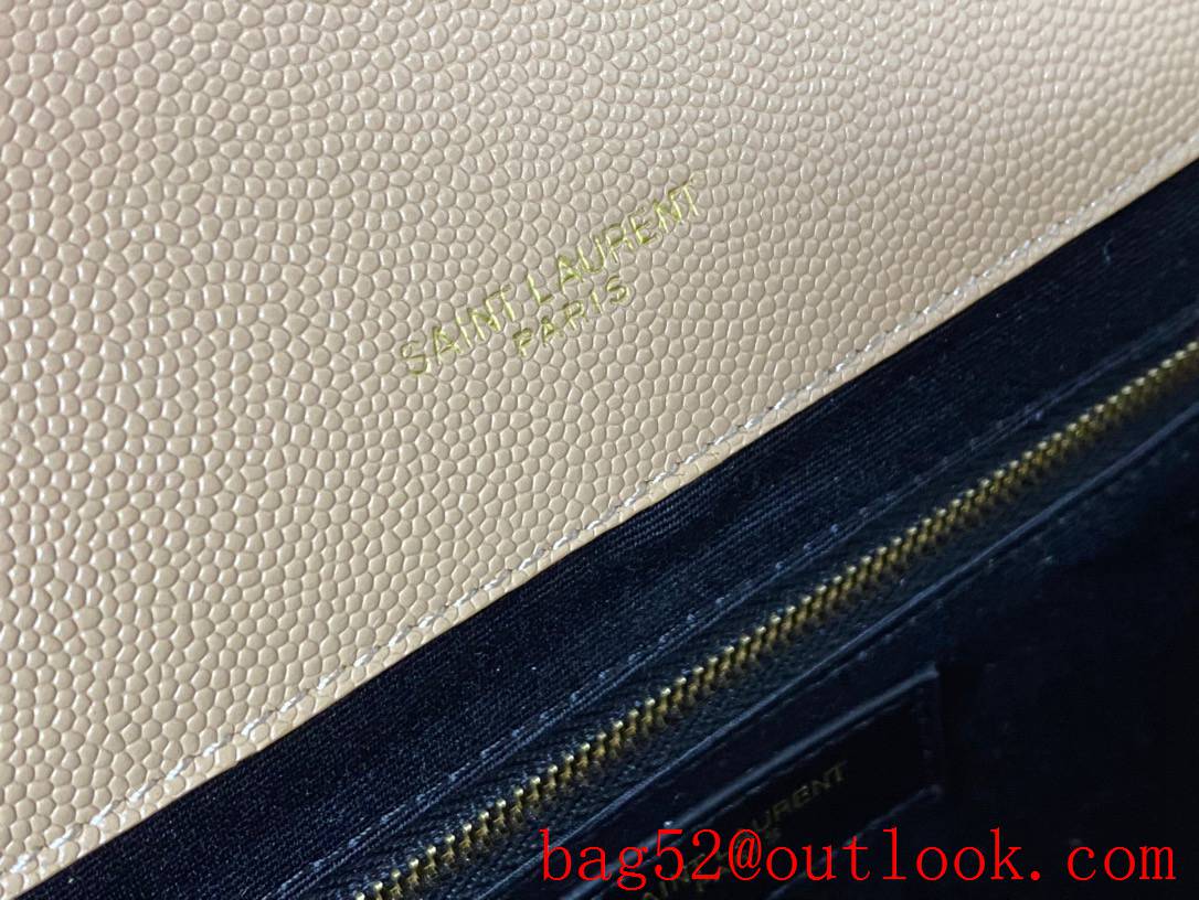 YSL Saint Laurent Monogram Large Envelope Bag Handbag in Grain Leather Beige 487198