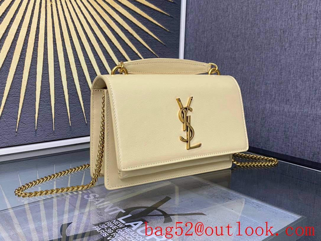 YSL Saint Laurent Sunset Chain Wallet Bag in Calfskin Leather Beige 533026