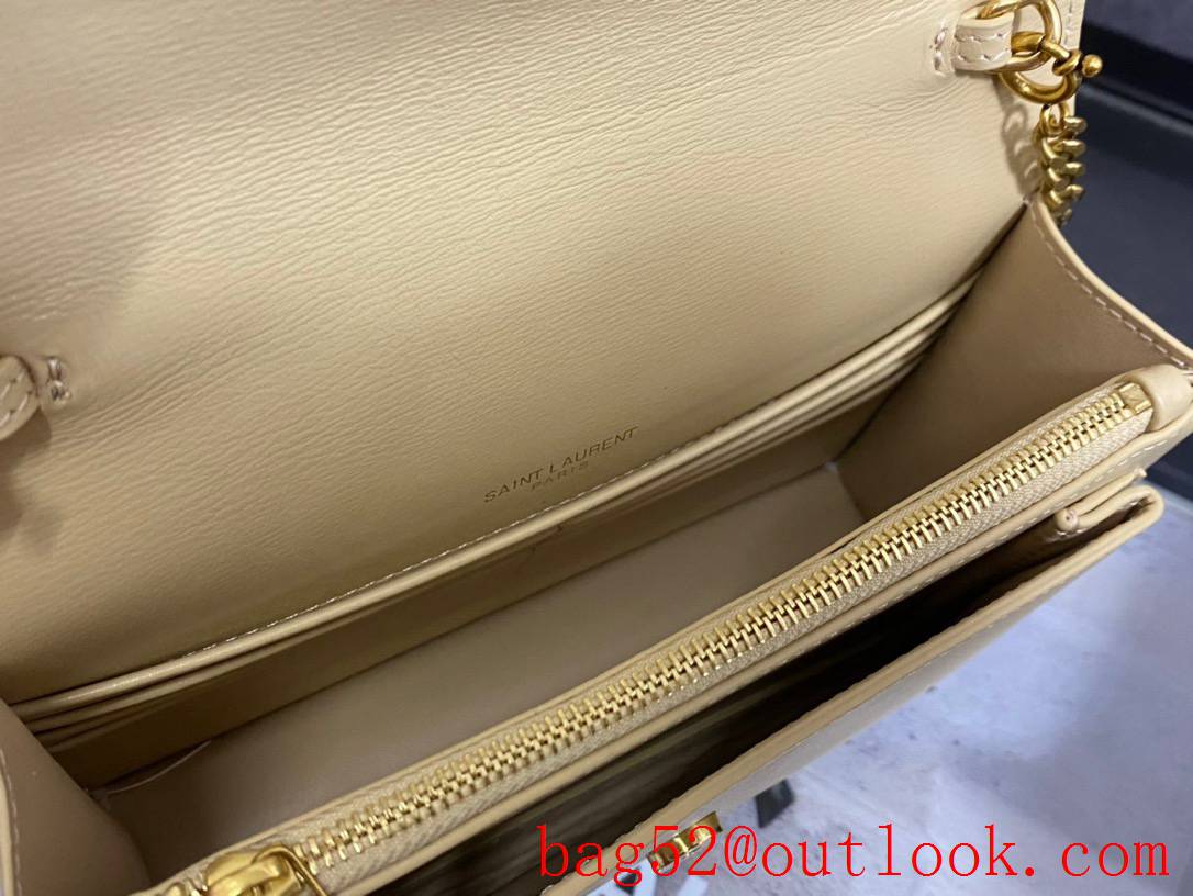 YSL Saint Laurent Sunset Chain Wallet Bag in Calfskin Leather Beige 533026