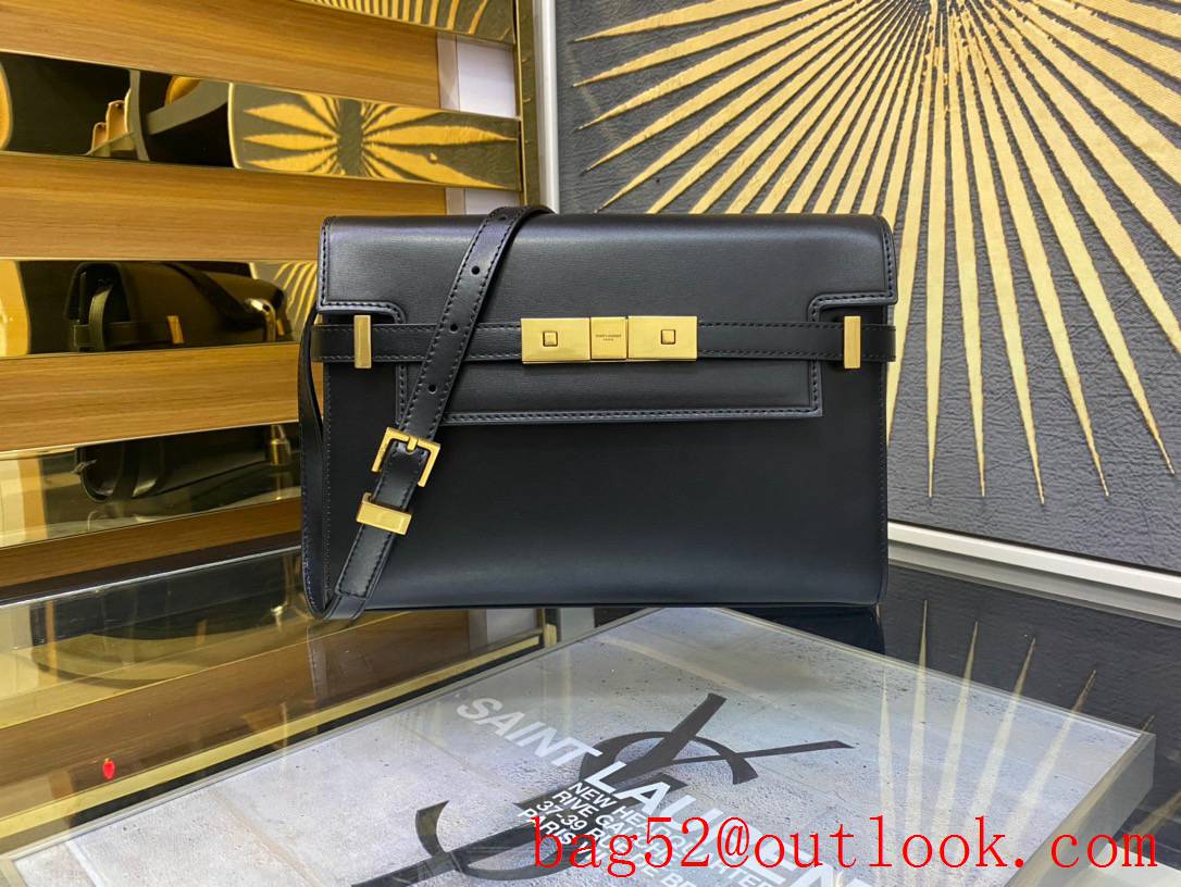 YSL Saint Laurent Manhattan Small Shoulder Bag Handbag in Calf Leather Black 675626