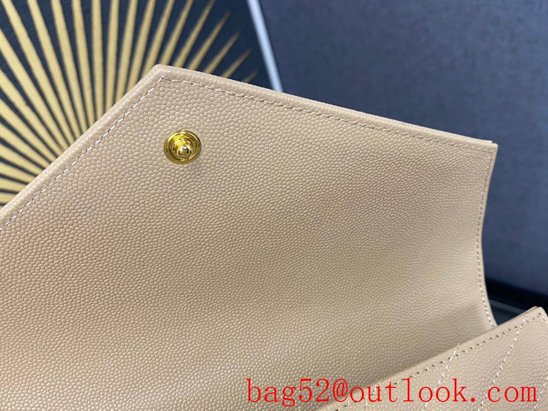 YSL Saint Laurent Monogram Clutch Purse Bag in Grain Leather Beige 617662