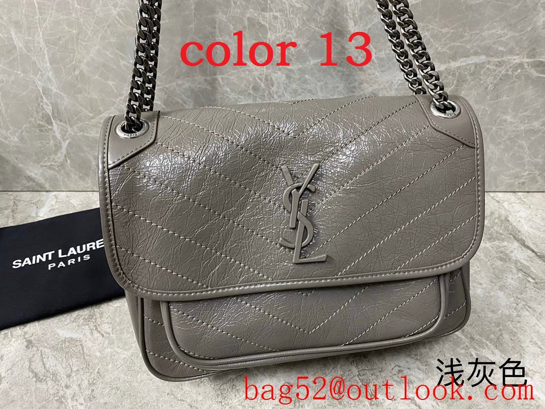 YSL Saint Laurent Niki Medium Bag Handbag in Crinkled Leather Many Colors 498894