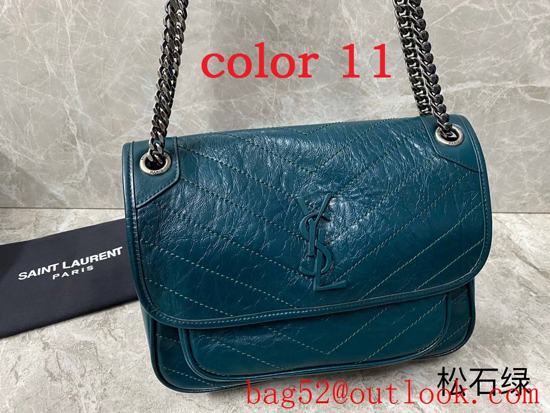 YSL Saint Laurent Niki Medium Bag Handbag in Crinkled Leather Many Colors 498894